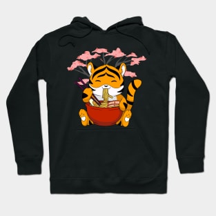 Cute Tiger Ramen Noodles Sakura Flowers Chinese Ramen Tiger Hoodie